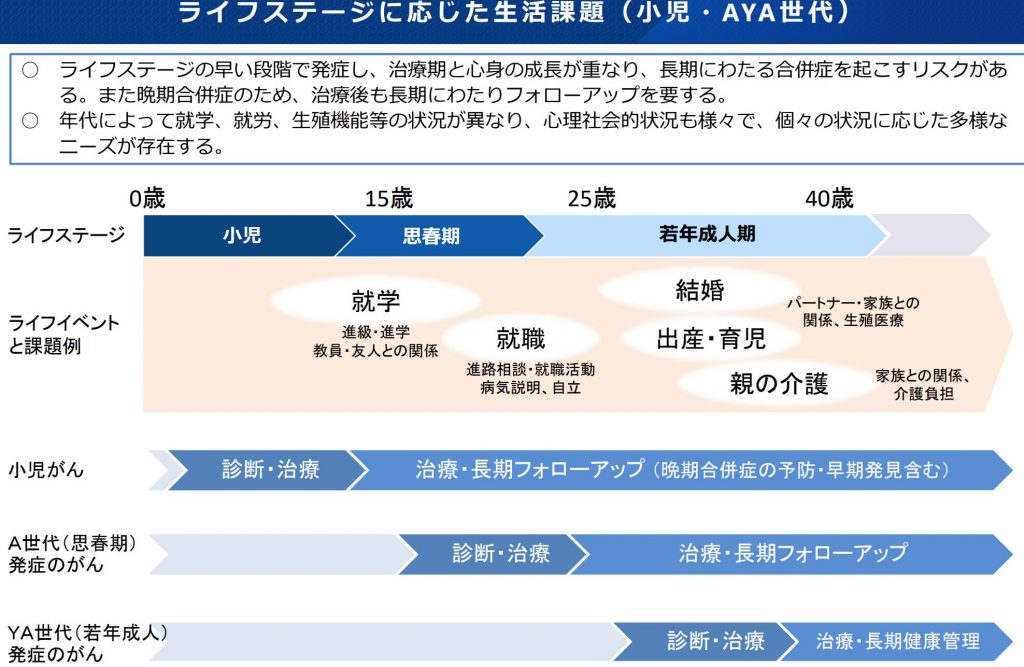 AYA世代　ライフステージにおける課題